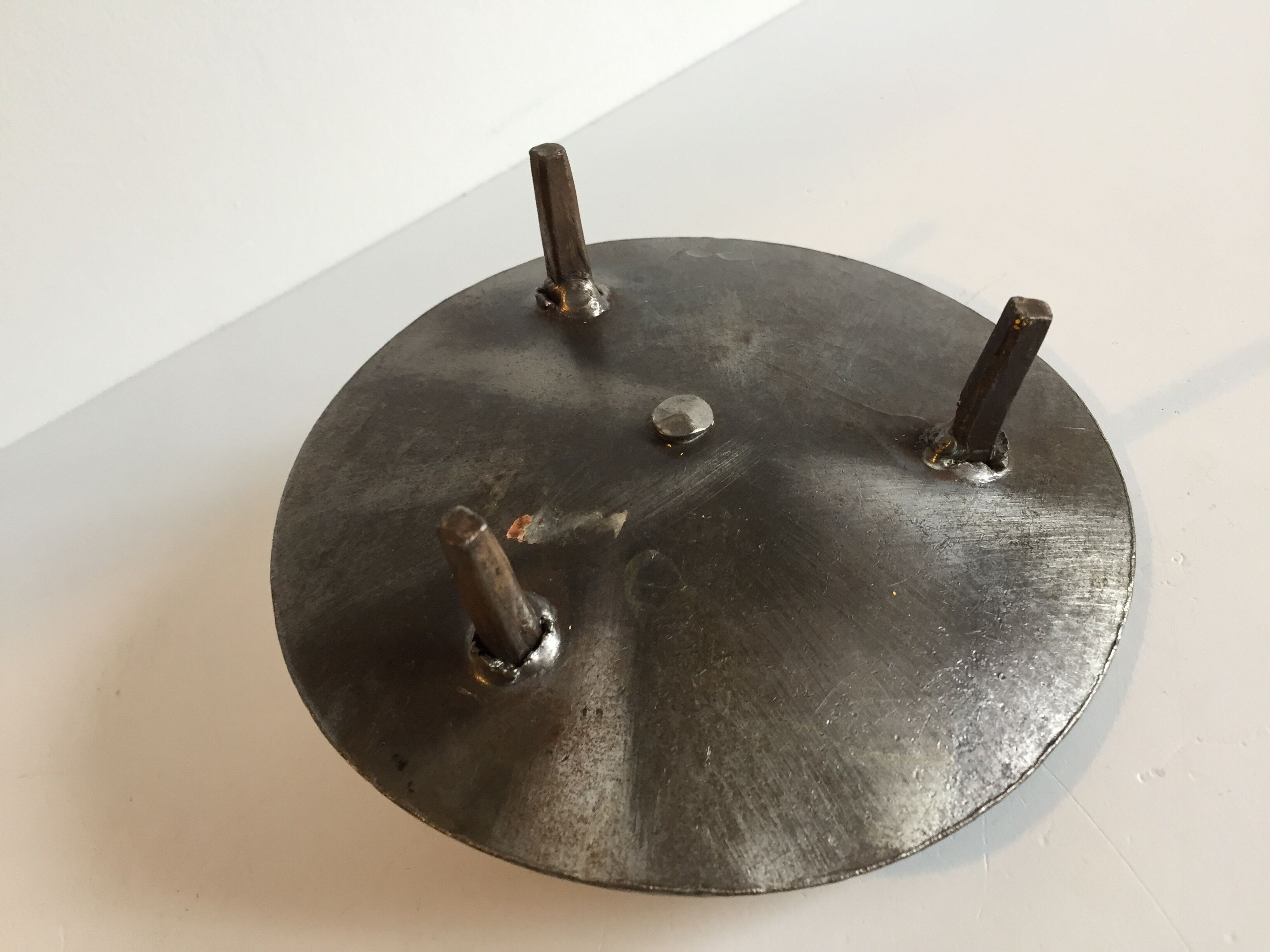 Vintage brutalist steel table bougeoir