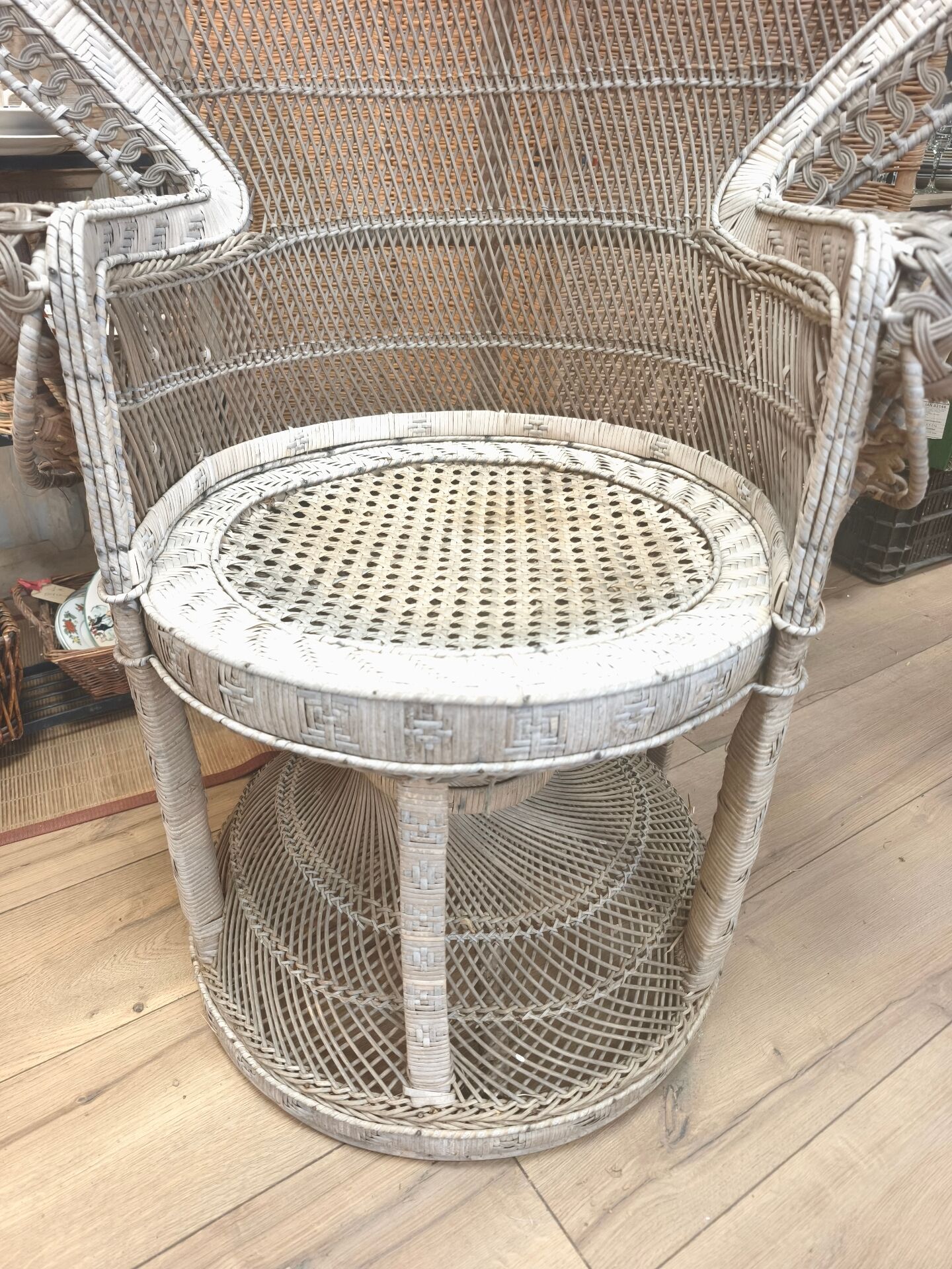 Antique armchair in rattan and wicker