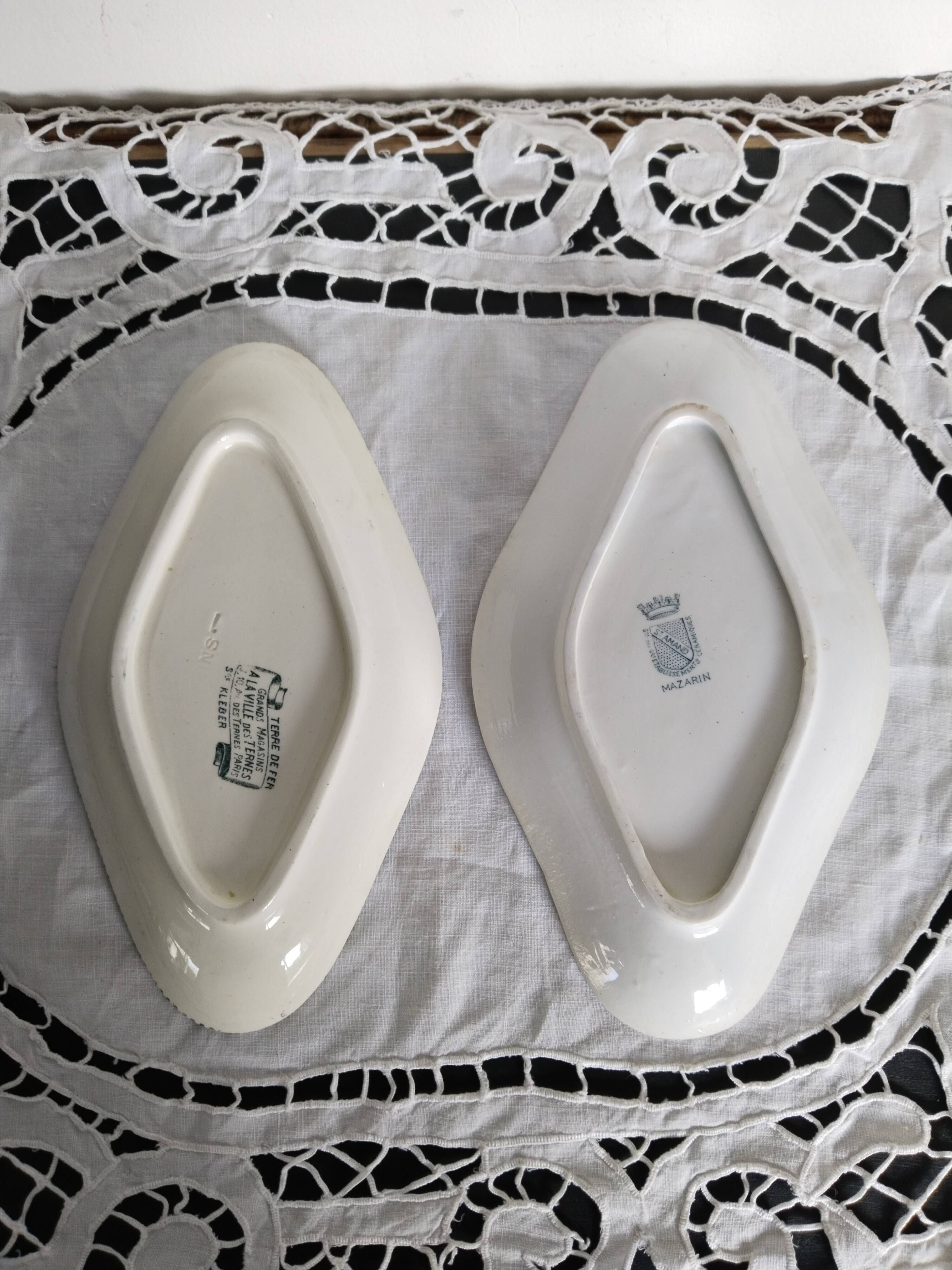 Lot of 2 earthenware bowls from Sarreguemines, Terre de Fer, Mazarin, Choisy
