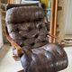 1970s Scandinavian armchair in curved laminated wood with a leather seat.