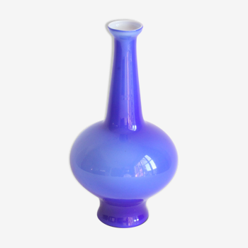 Space age blue glass vase, Empoli Italy 1970s