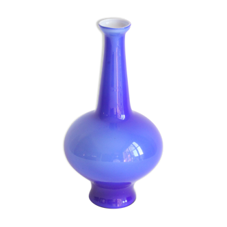 Space age blue glass vase, Empoli Italy 1970s