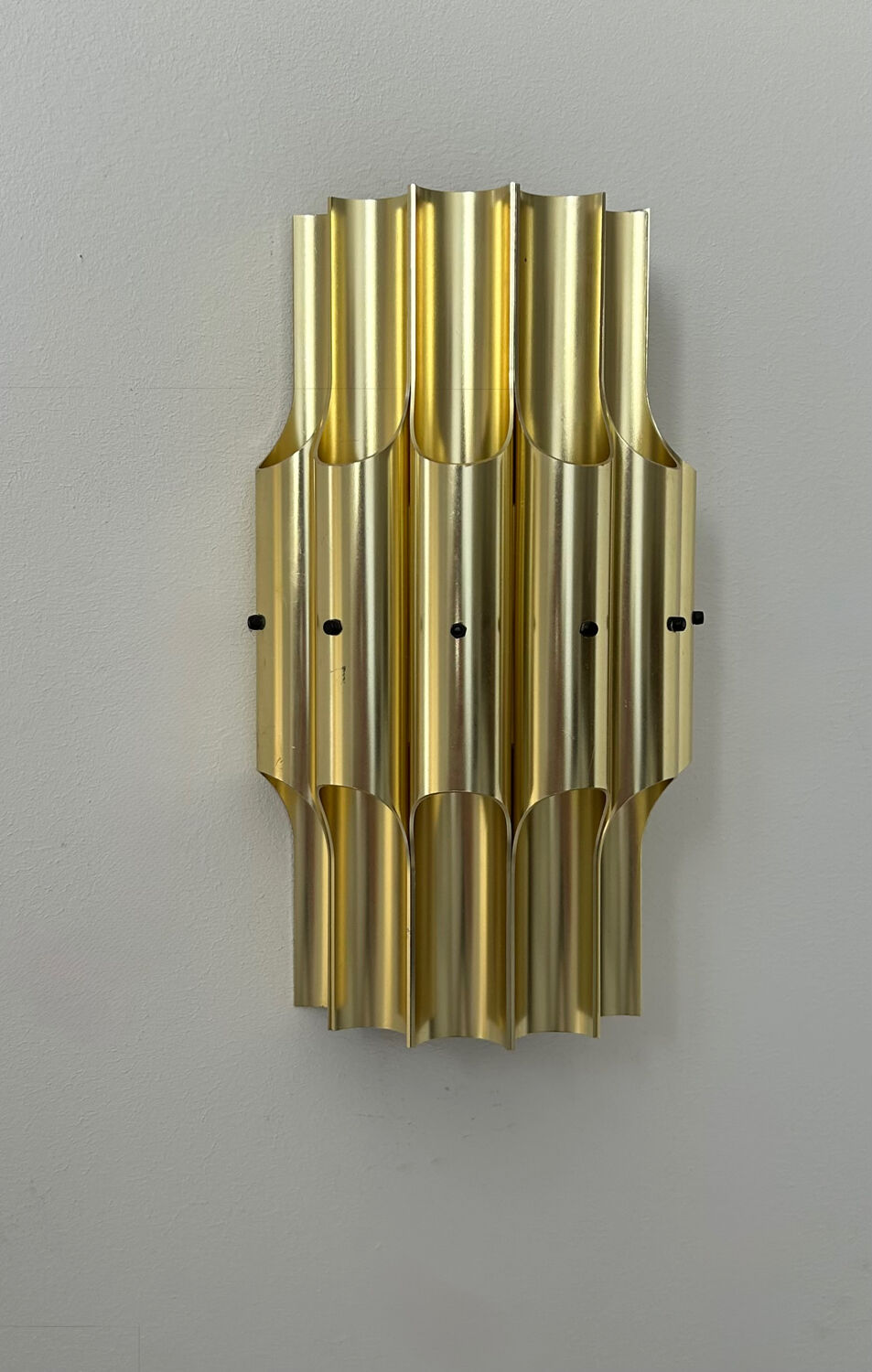 Vintage bent karlby "pan" wall lamp, brass, lyfa denmark 1960