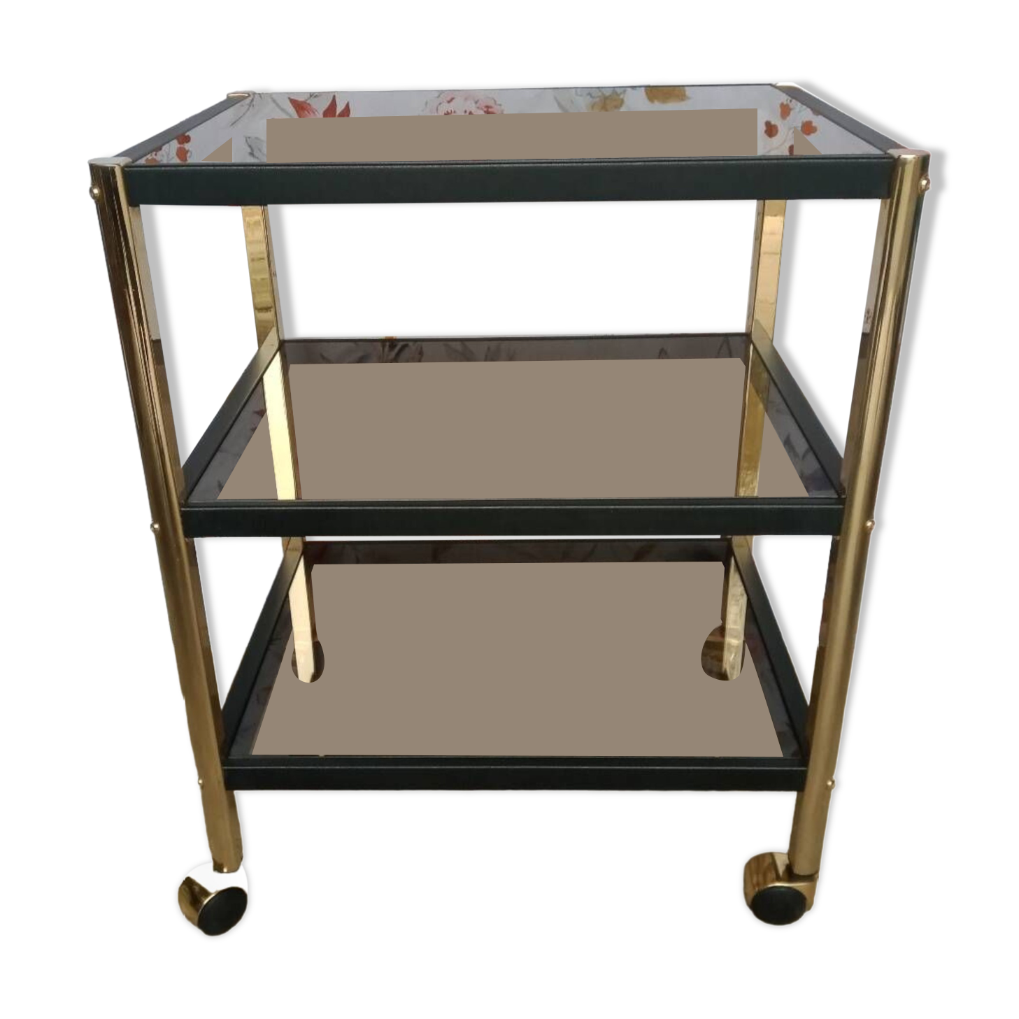 Metal and smoked glass trolley erard (france)