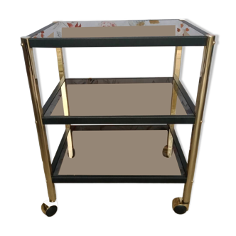 Metal and smoked glass trolley erard (france)