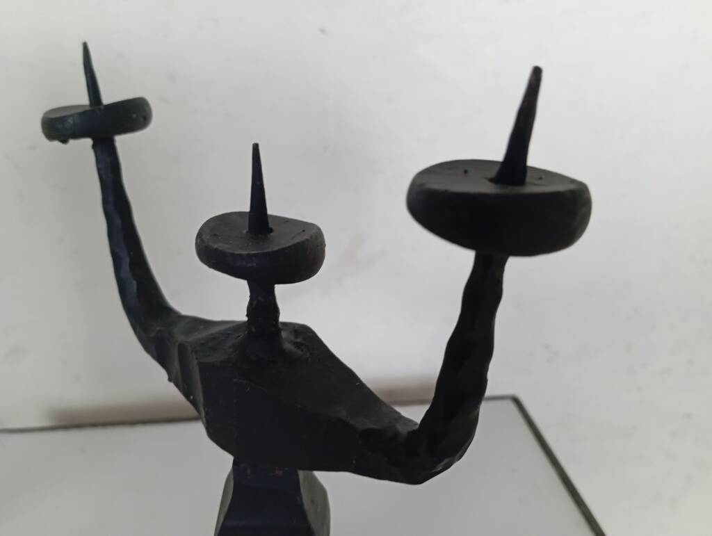 Shabbat candlestick by David Palombo in forged metal
