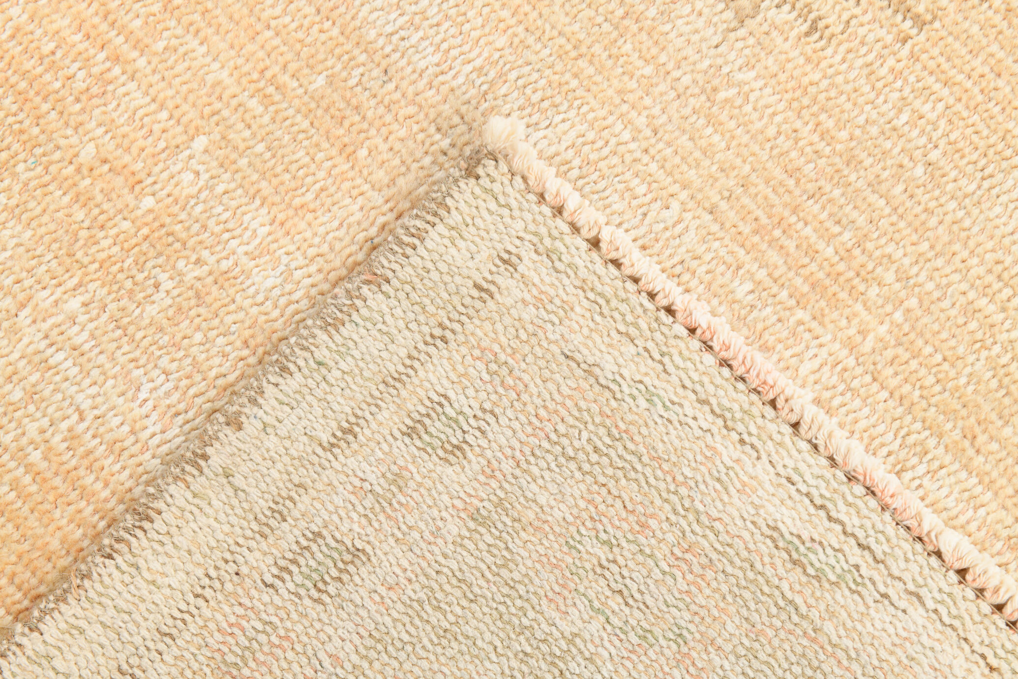 6x8 Handmade Beige Tones Wool Vintage Rug 260x194Cm