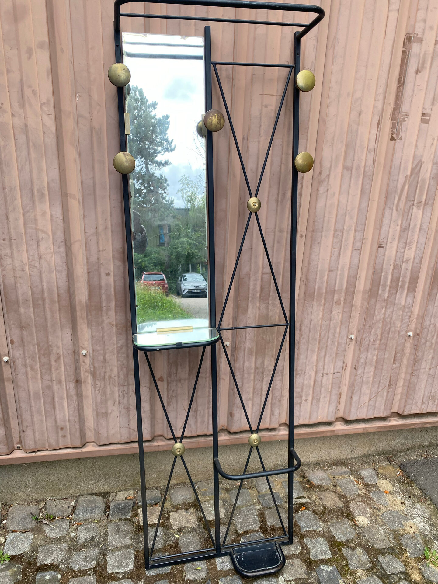Mid-Century Modern wall coat rack from the 1950s.