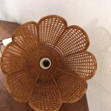 Hanging lamp in wicker woven in the shape of a flower
