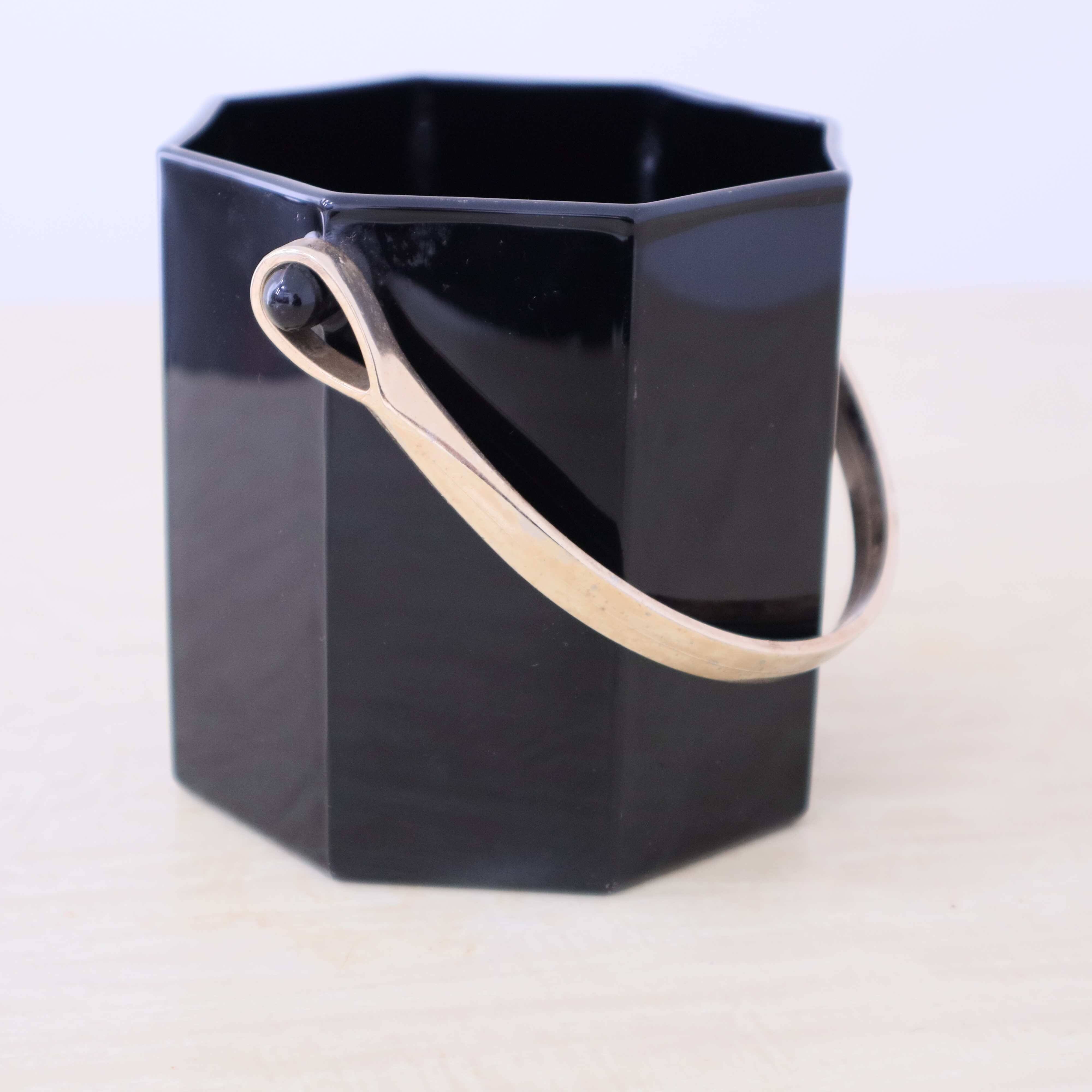 Arcoroc "Octime" black vintage ice bucket