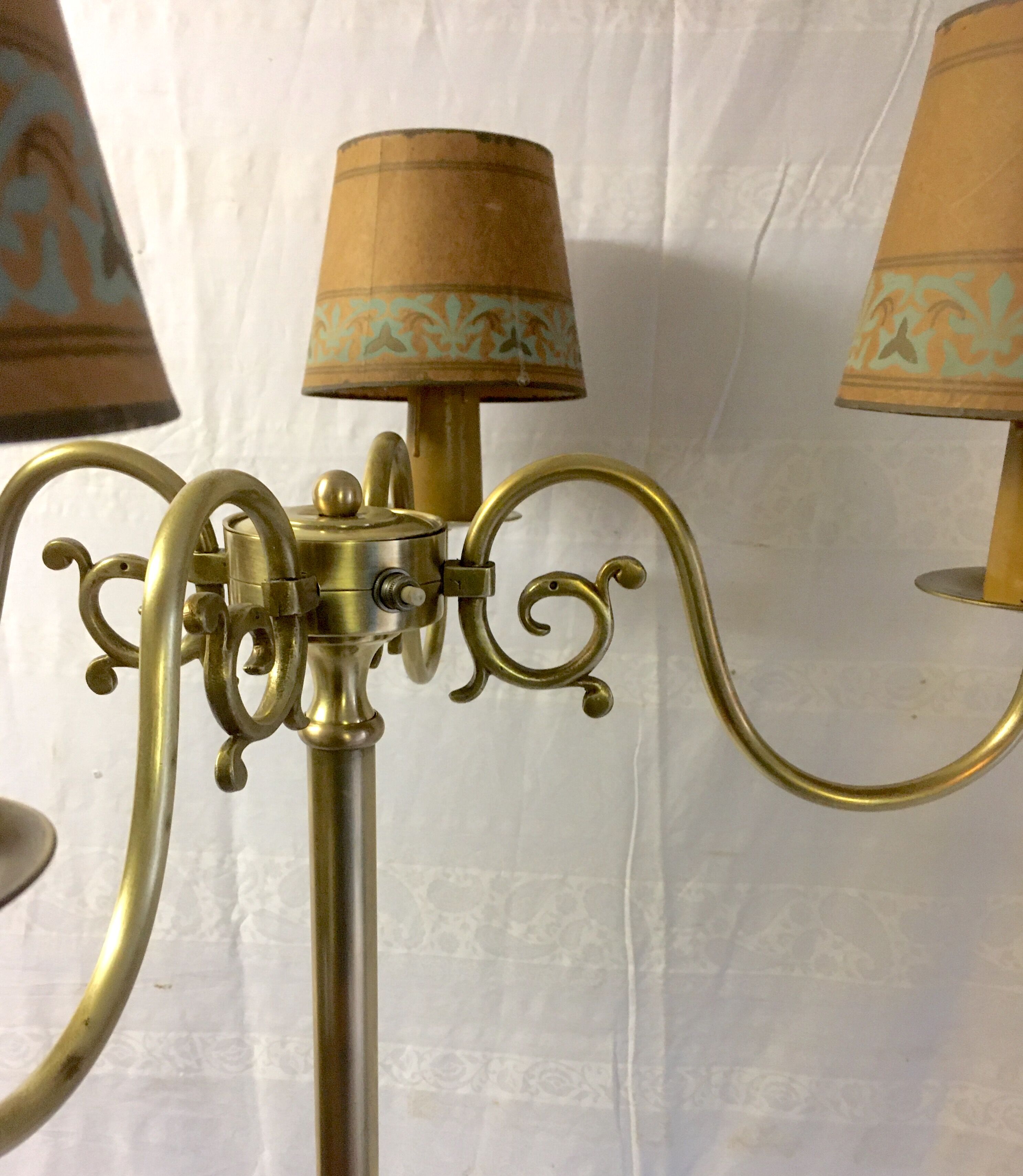 Lamppost 4 solid brass lights - mid-20th