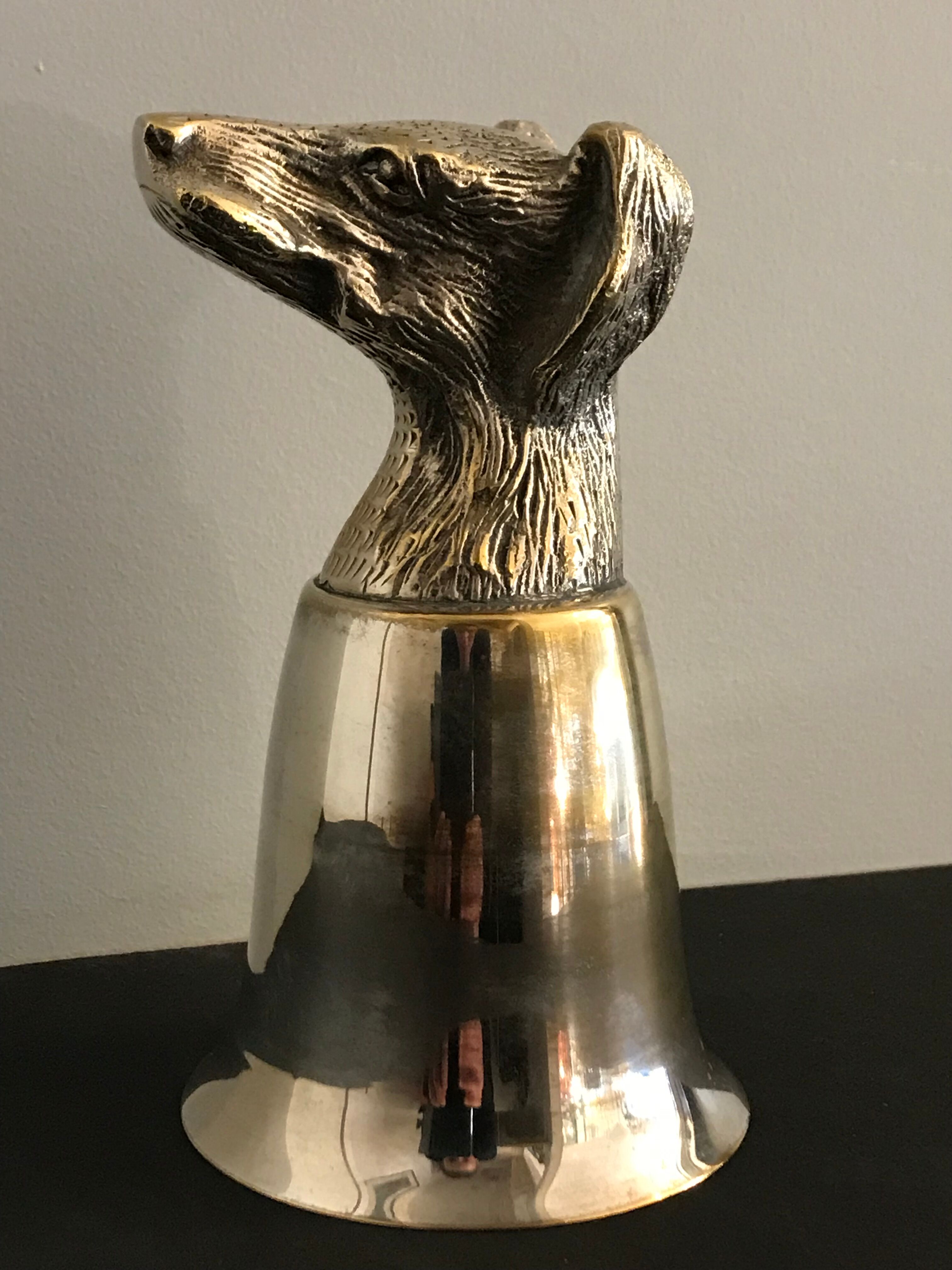 Calice or silver metal glass with dog's head 19th century