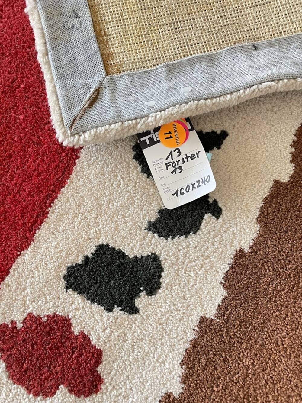 Tapis en laine tufté main Tisca Forster – France des années 1980