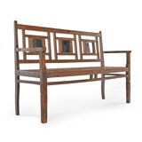 Wooden bench with 3 mirrors