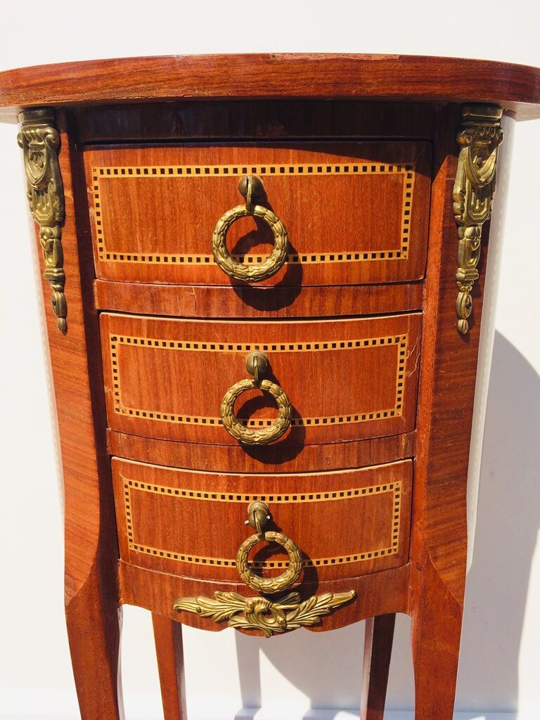Console - table pedestal table marquetry style louis xv