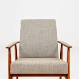 Beige mixed vintage armchair from the 1970s.
