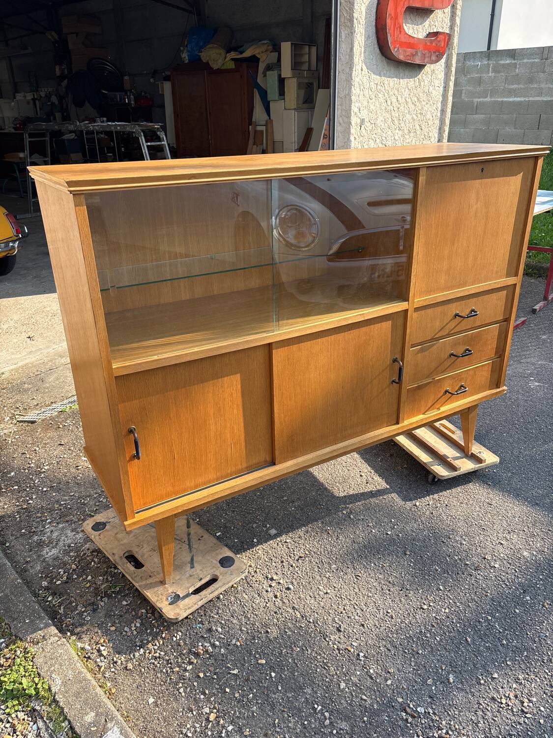 Vintage 60s sideboard with compass feet