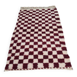 Handmade dark red wool Berber rug 150 x 100 CM
