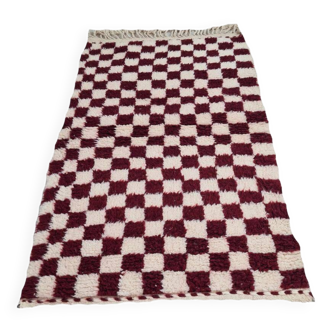 Handmade dark red wool Berber rug 150 x 100 CM