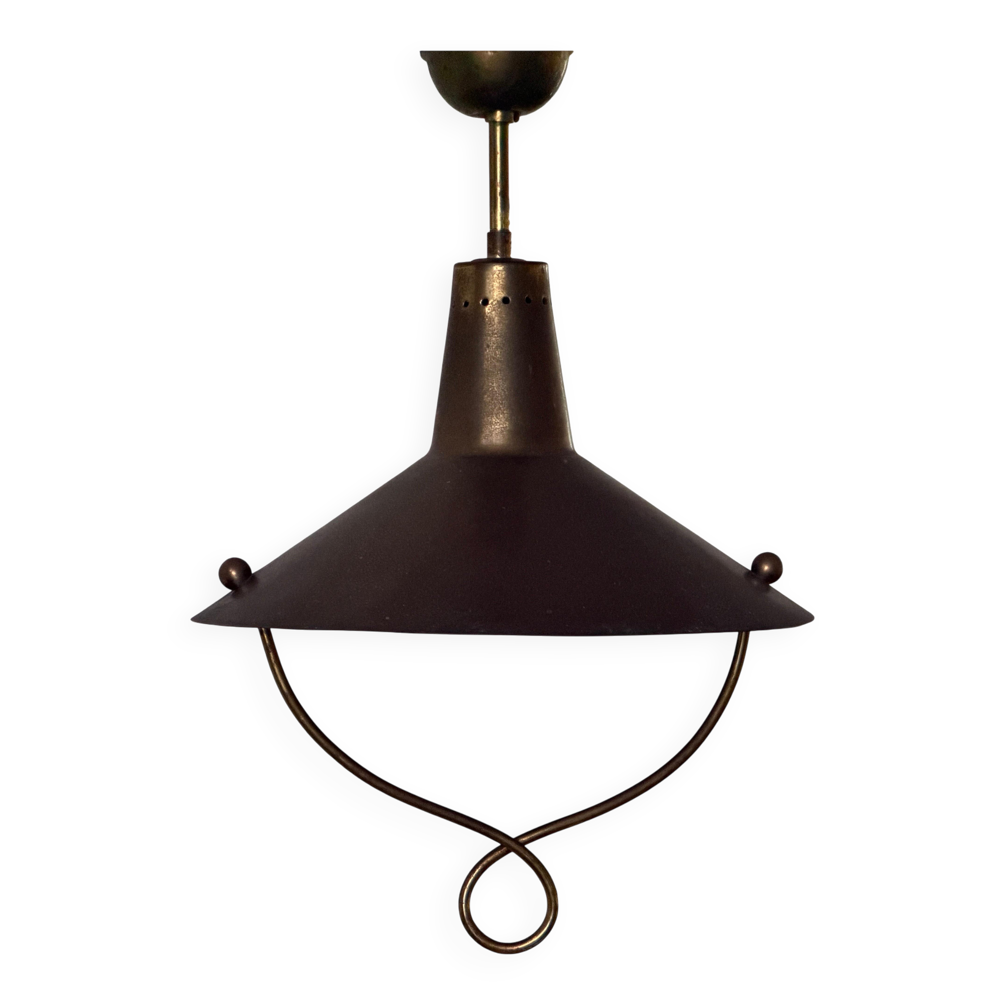 Modern brass ceiling light from the mid-century, 1950s, Italy.
