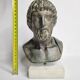 Bust of Esculape in patinated plaster on marble base, 21 cm