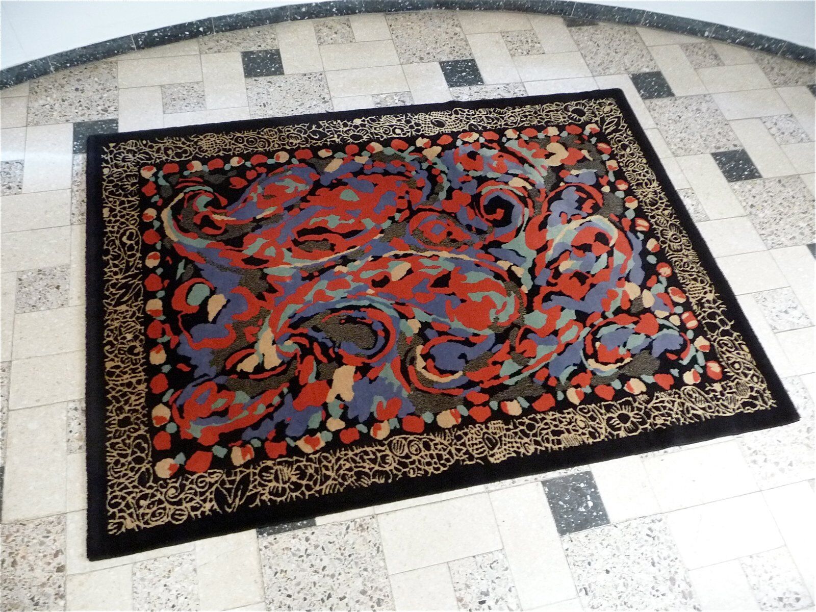 Postmodern Art rug by Pierre Balmain for Van Neder Rugs, France 1980s
