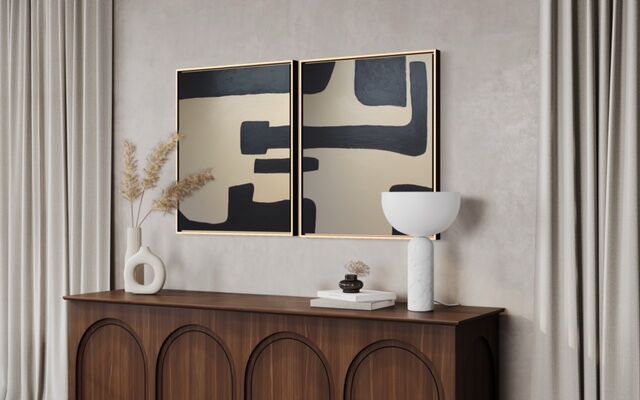 Set of two abstract canvases