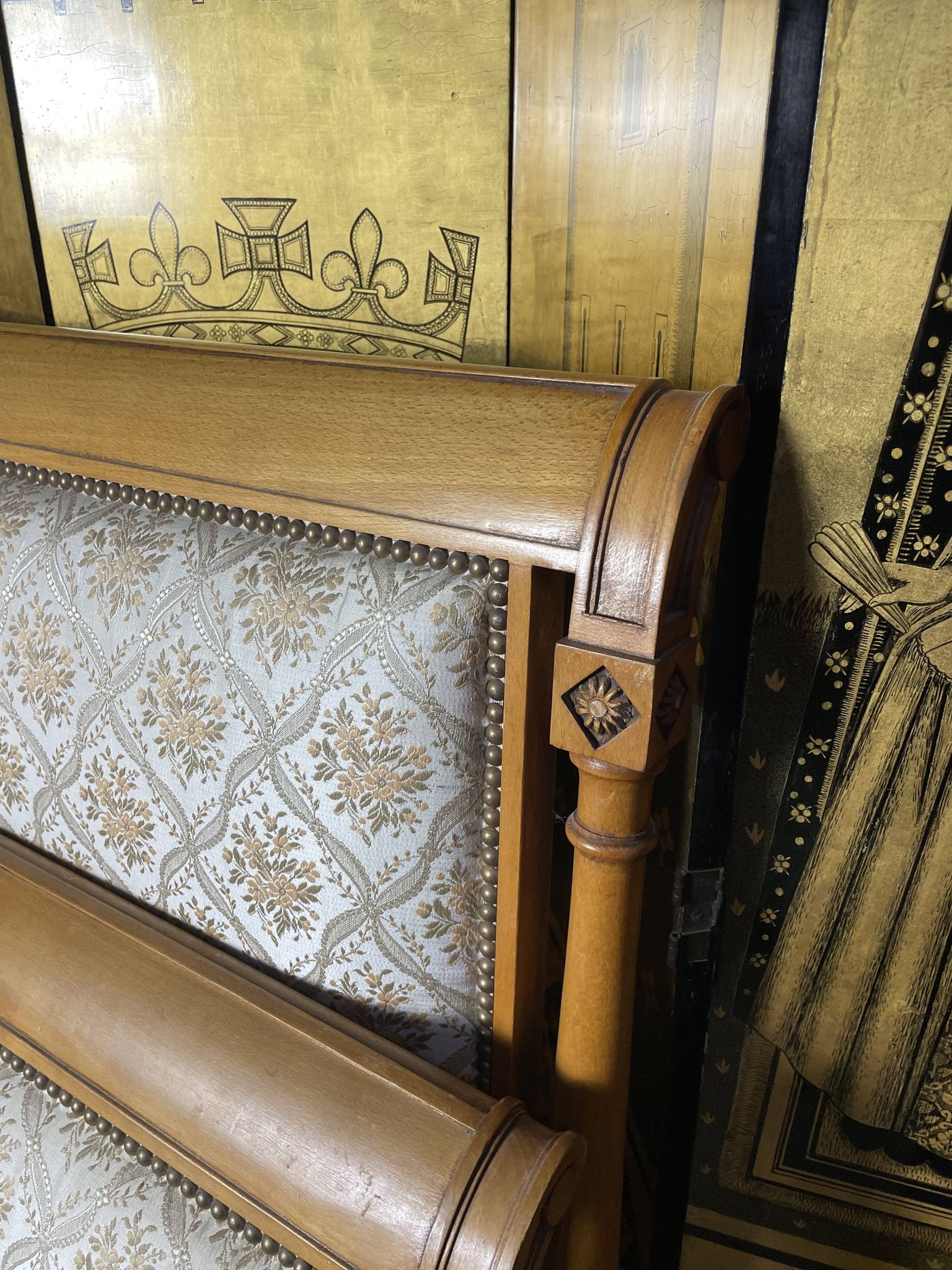 Directoire style upholstered bed