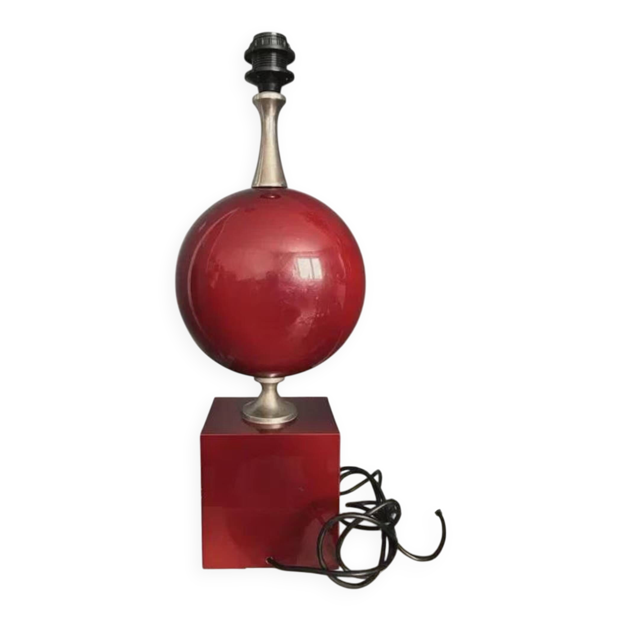 Lamp by Philippe Barbier Vintage 1970s France Burgundy Color