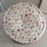 Pouf, repose pieds en rotin vernis avec coussin