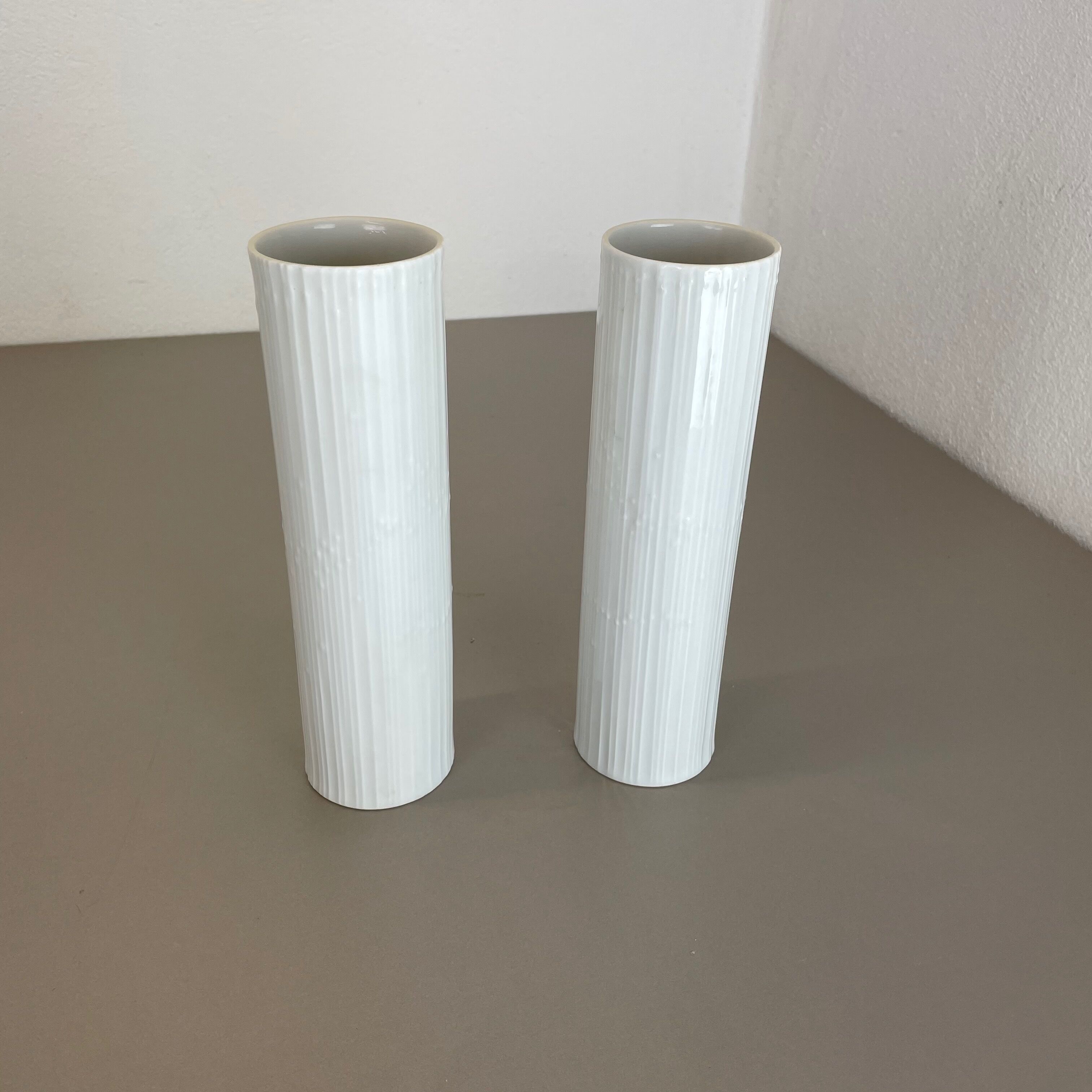 Set of 2 Abstract Op Art Vase Tapio Wirkkala Rosenthal Studio Line Germany 1980s