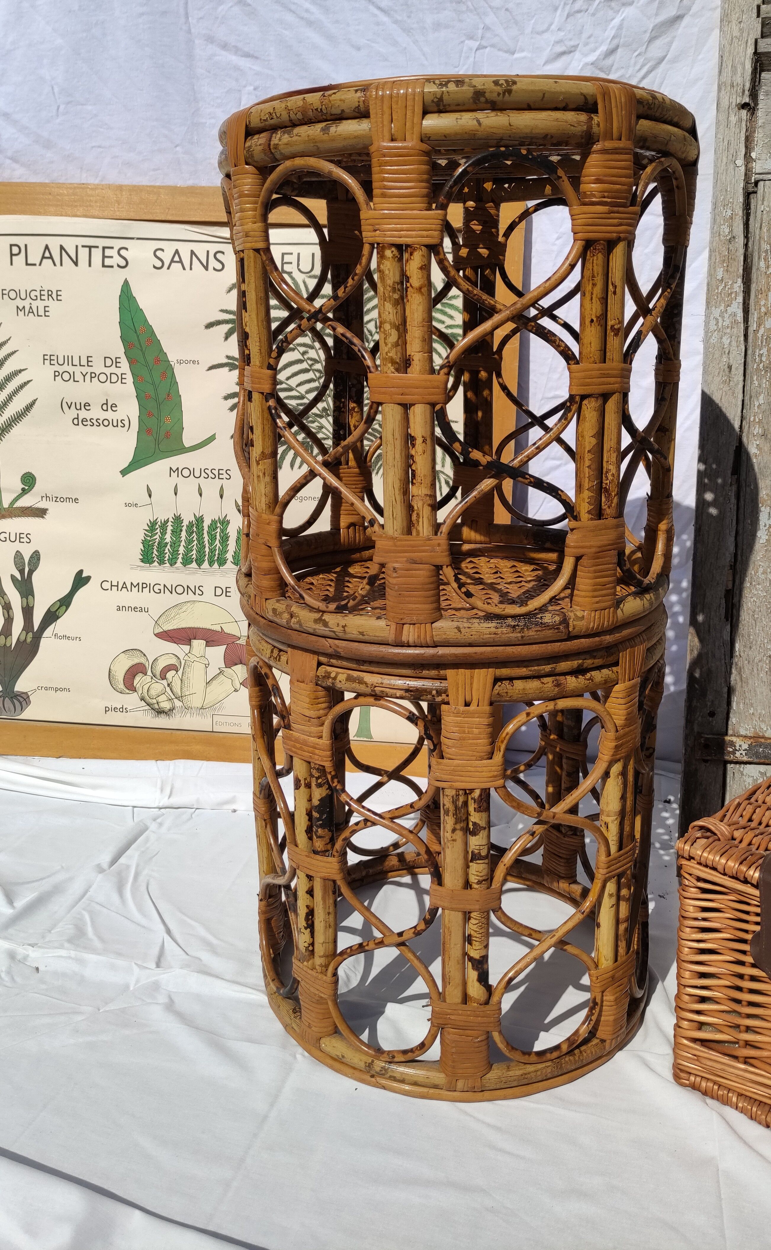 Tables d'appoint vintage en bambou et rotin