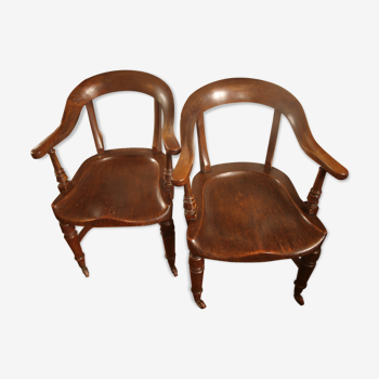 Pair of armchairs english, called "captain's chair"