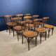 Lot de 9 chaises bistrot en bois à barreaux années 60 France