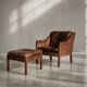 Vintage Mid-Century Danish Modern Lounge Leather Chair & Ottoman Model 2207