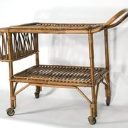 Vintage bamboo bar trolley from 50s. Made in Italy