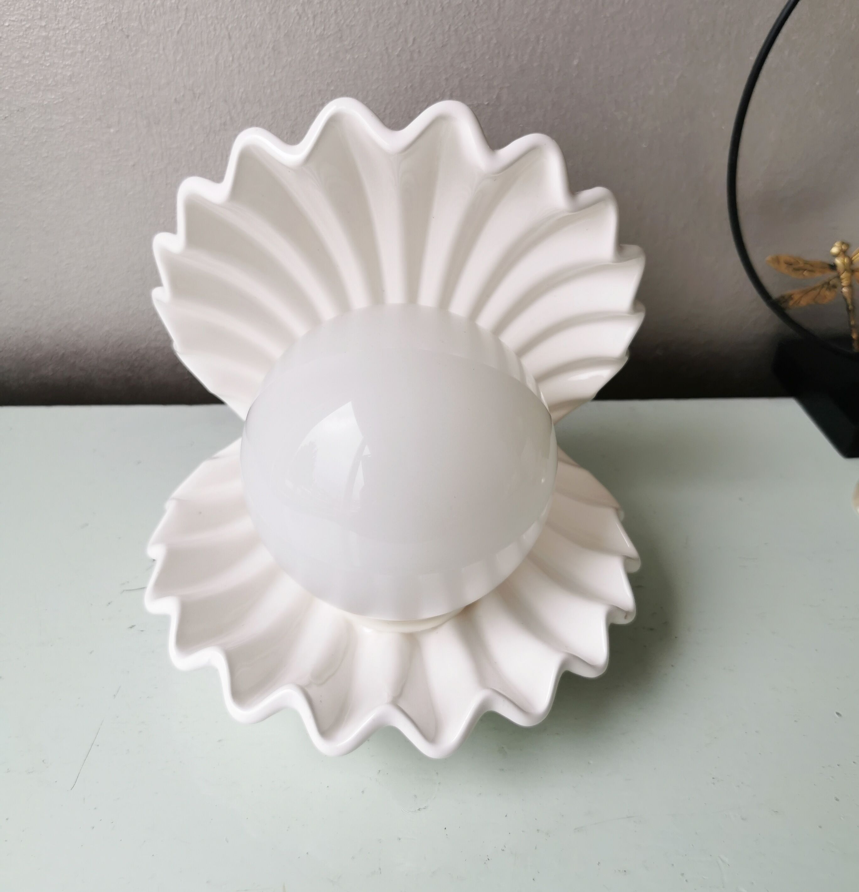 Huître de lampe de table en céramique de cru avec la perle, années quatre-vingt