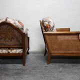 Pair of 1920s caned Chippendale armchairs