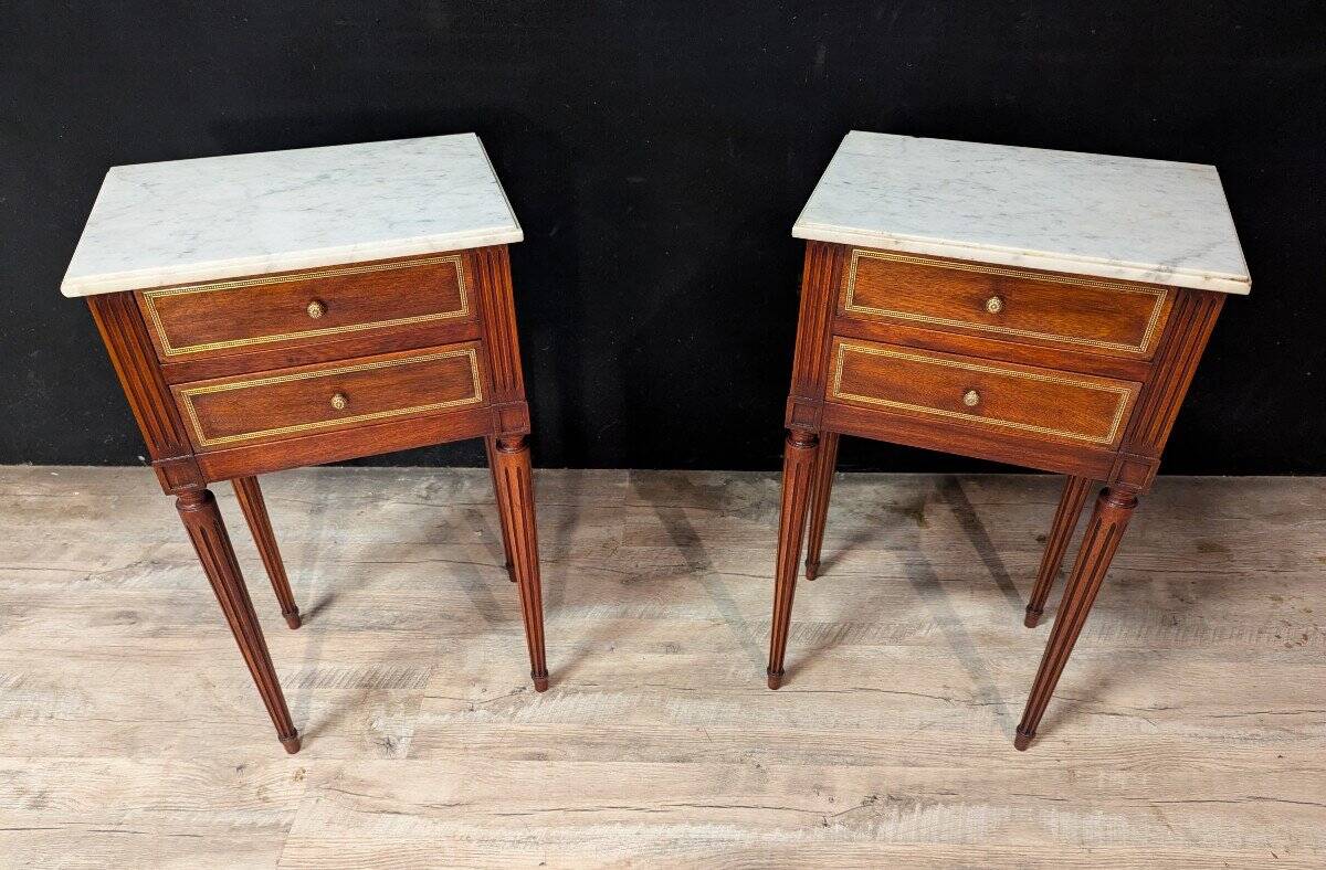 Pair of Louis XVI Style Mahogany Bedside Tables