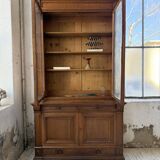 Old XL Napoleonic oak glass bookcase, 19th century