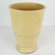 Ceramic vase with light glaze and simpel pattern of unknown Danish artist, 1960s