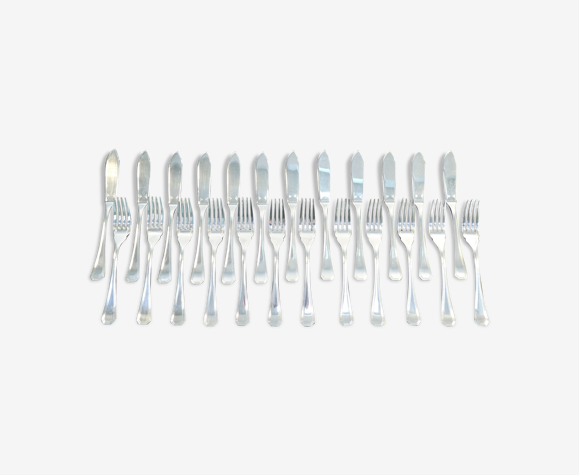 Set de 12 couverts a poisson Christofle art deco modele america par luc lanel