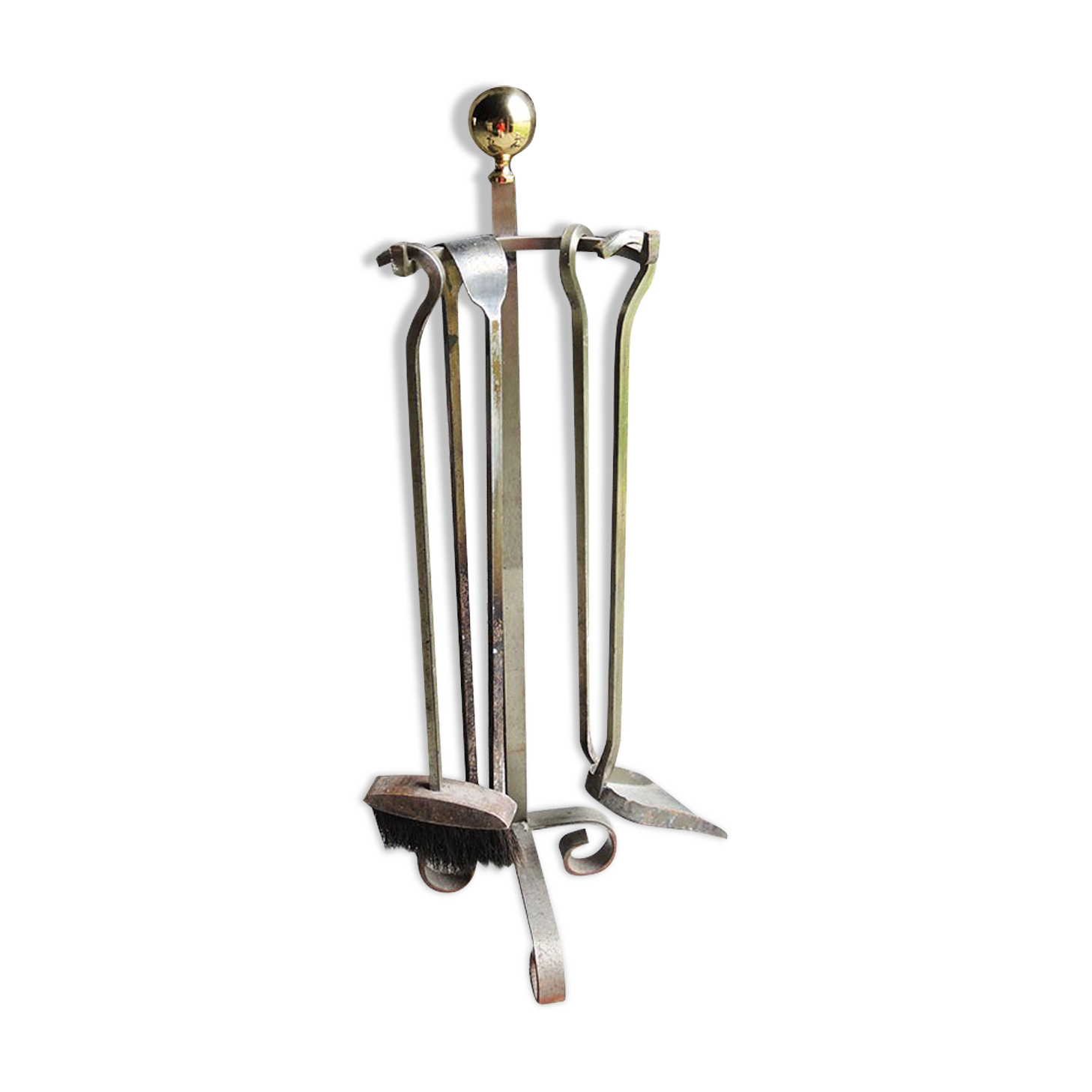 Former Steel and Brass Fireplace Servant: 4 Tools