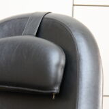 Fauteuil pivotant vintage en similicuir noir par Pastoe 60s