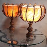 Scandinavian wicker lamps set 1960s