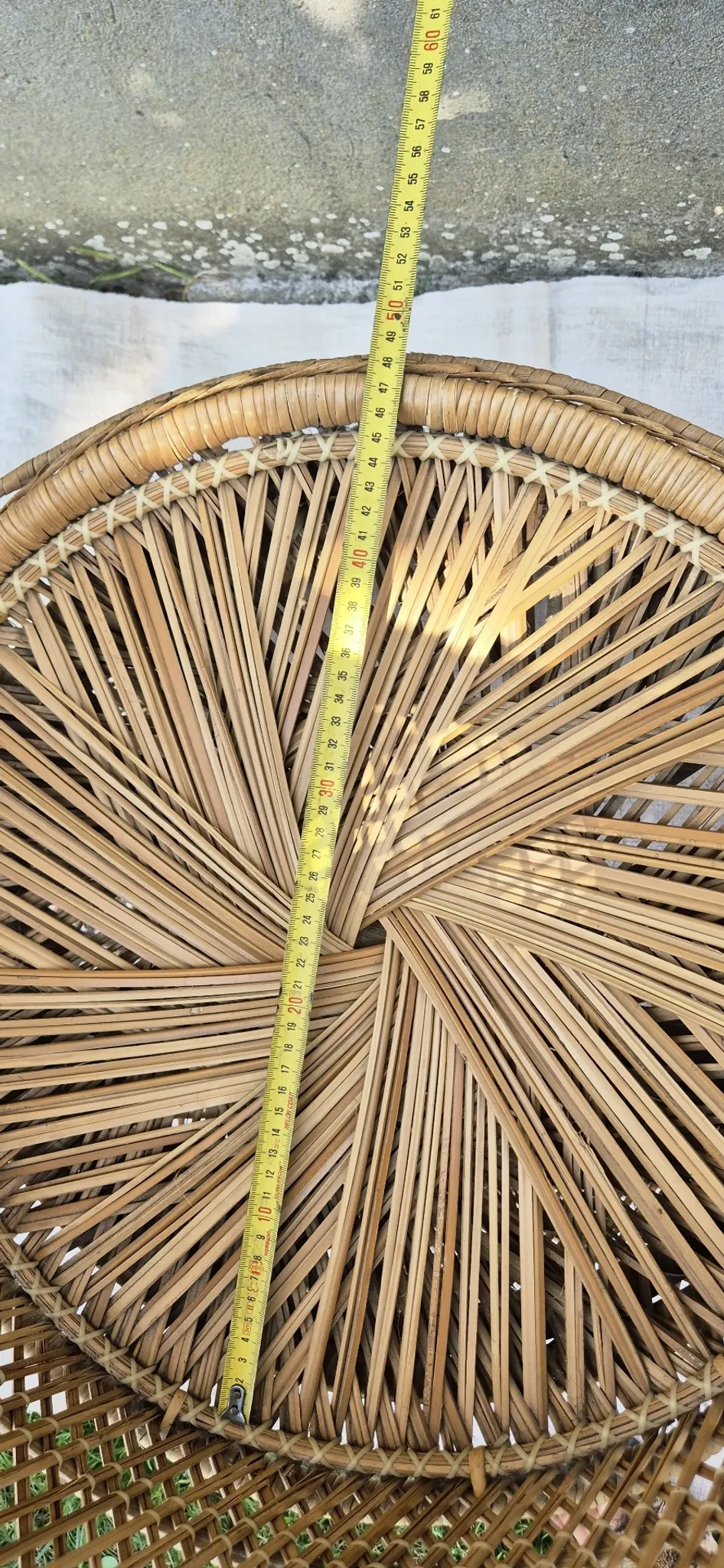 Vintage woven rattan/basket barrel chair