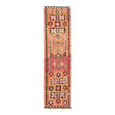 Turkish Handwoven Vintage Herki Kilim 92 cm x 335 cm