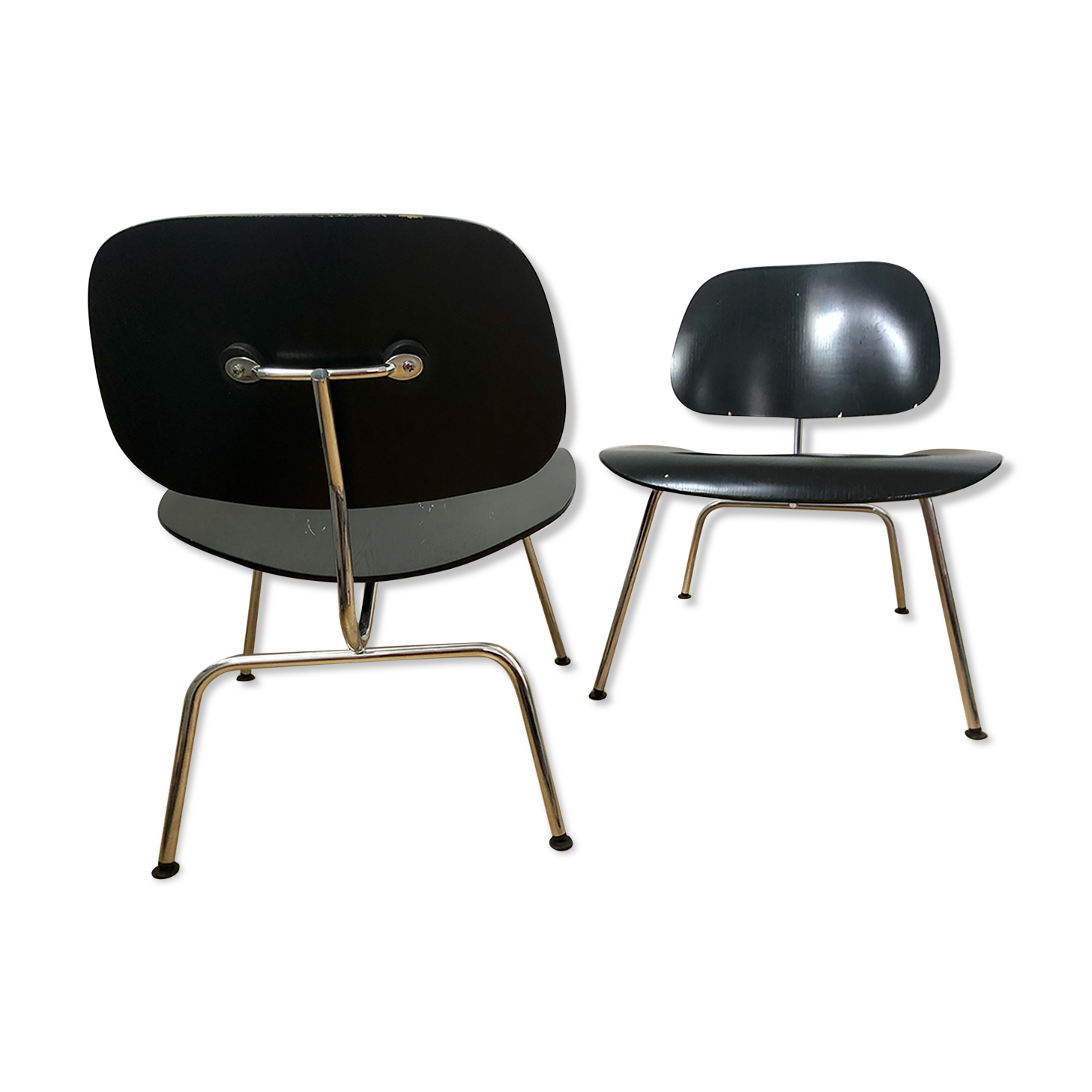 Pair of Eames LCM Plywood armchairs at Vitra signed