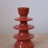Dark pink ceramic candlestick