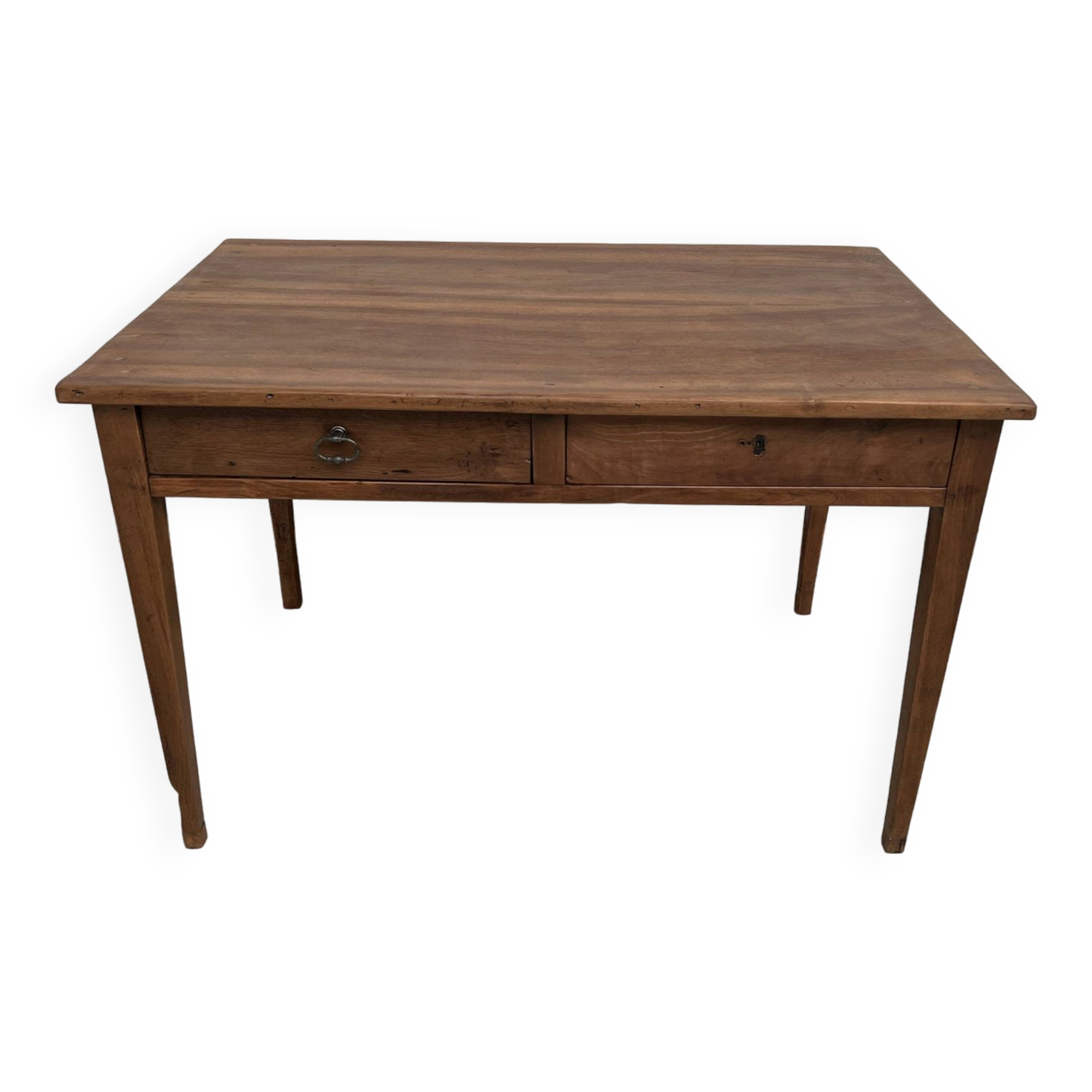 1900 solid walnut desk with two drawers